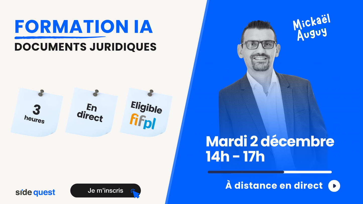 L'IA Générative et l'avocat : Génération et analyse de documents juridiques - 2 décembre 2025 - 3h