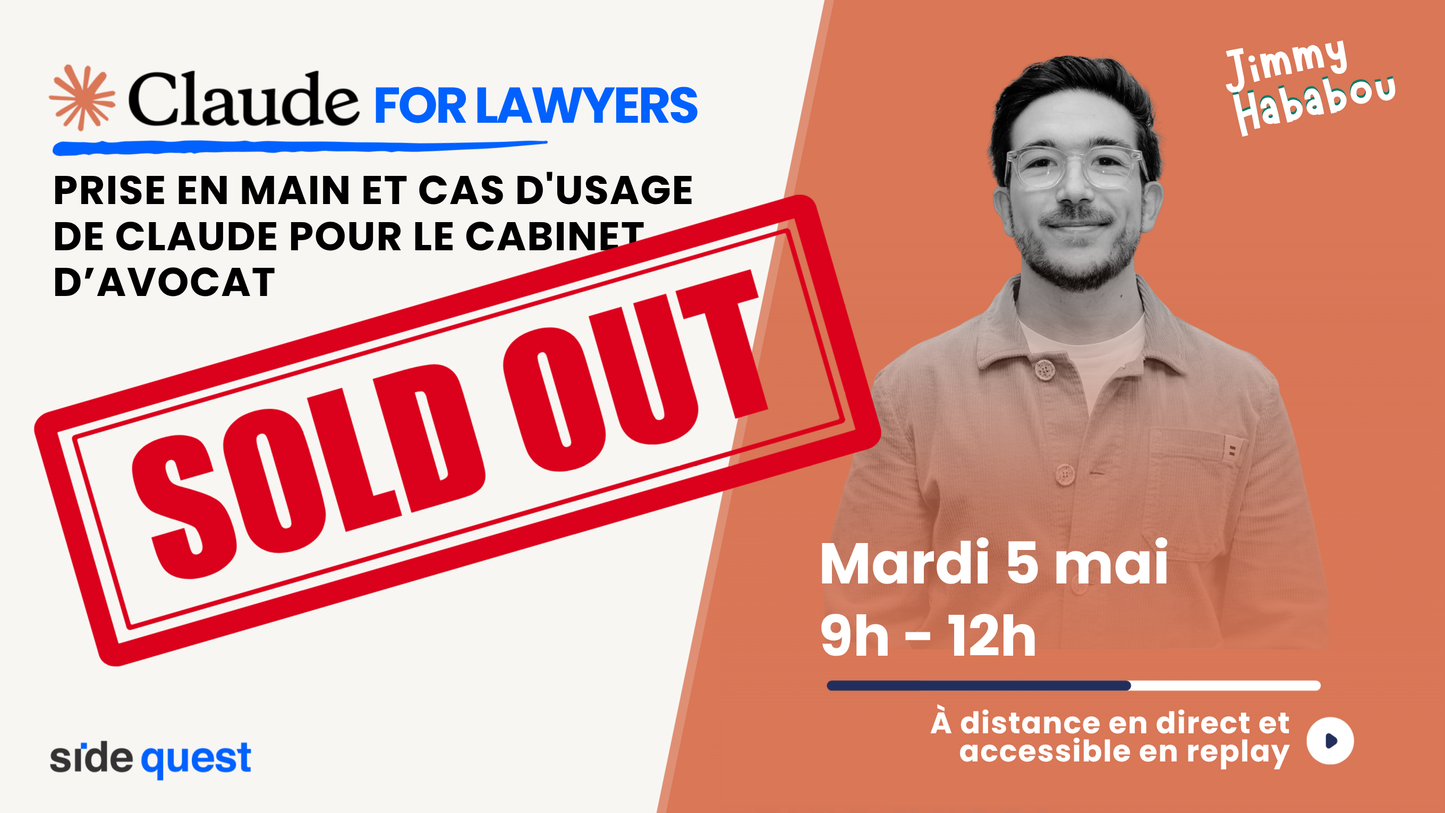 Claude for lawyers : Prise en main et cas d'usage de Claude pour le cabinet d’avocat - 5 Mai 2026 - 3h