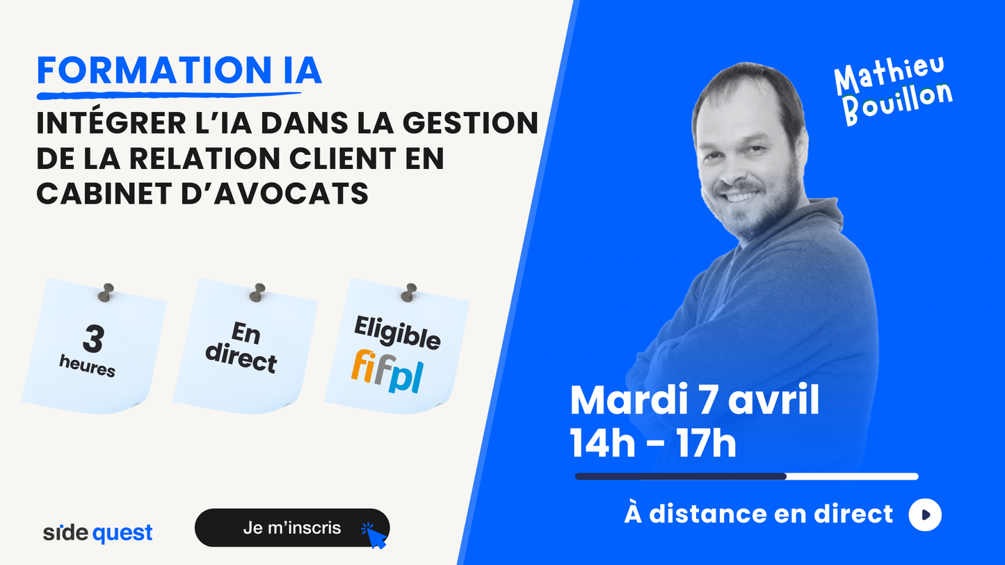 Intégrer l’IA dans la gestion de la relation client en cabinet d’avocats - 7 avril 2026 - 3h