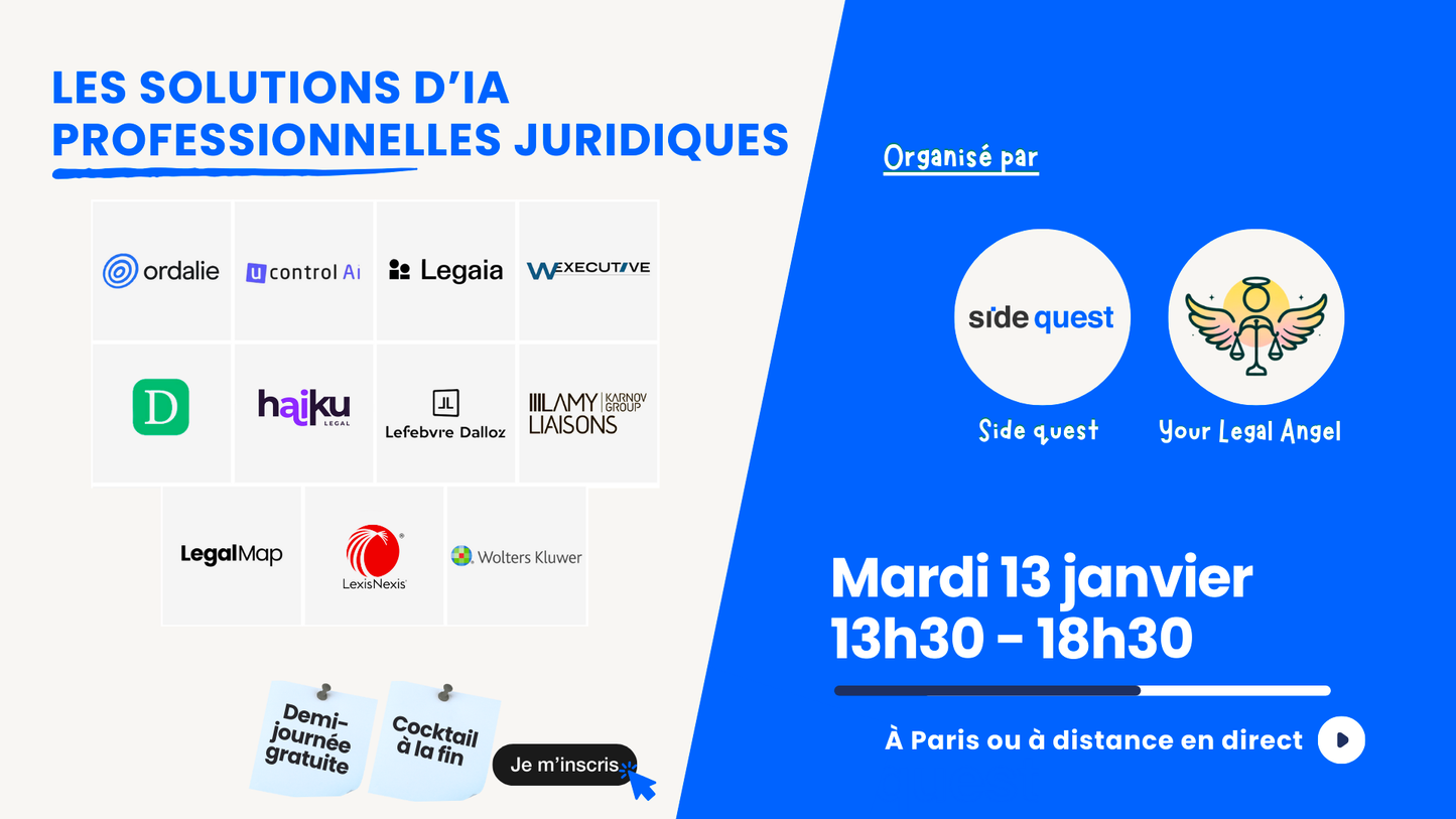 Les solutions d’IA professionnelles juridiques en 2026 - Mardi 13 Janvier 2026 - 13h30