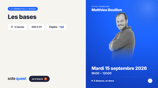 L’intelligence Artificielle générative et l’avocat : Les bases - 15 septembre 2026 - 9h - 12h - 3 heures