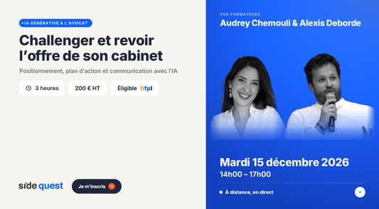 Challenger et revoir l’offre de son cabinet à l’aide de l’IA - 15 décembre 2026 - 14h - 17h - 3h
